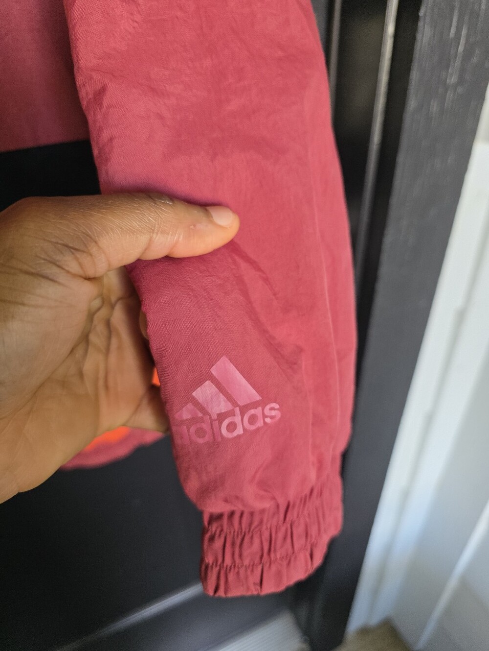 Adidas Burgundy Colorblock Windbreaker Jacket Men's XL Full Zip Lightweight - Picture 8 of 11